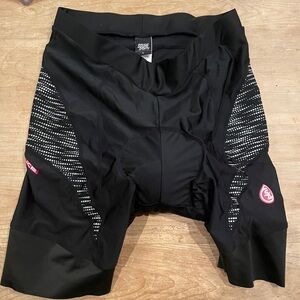 Souke Sports unisex black biking cycling spin padded spandex nylon shorts L